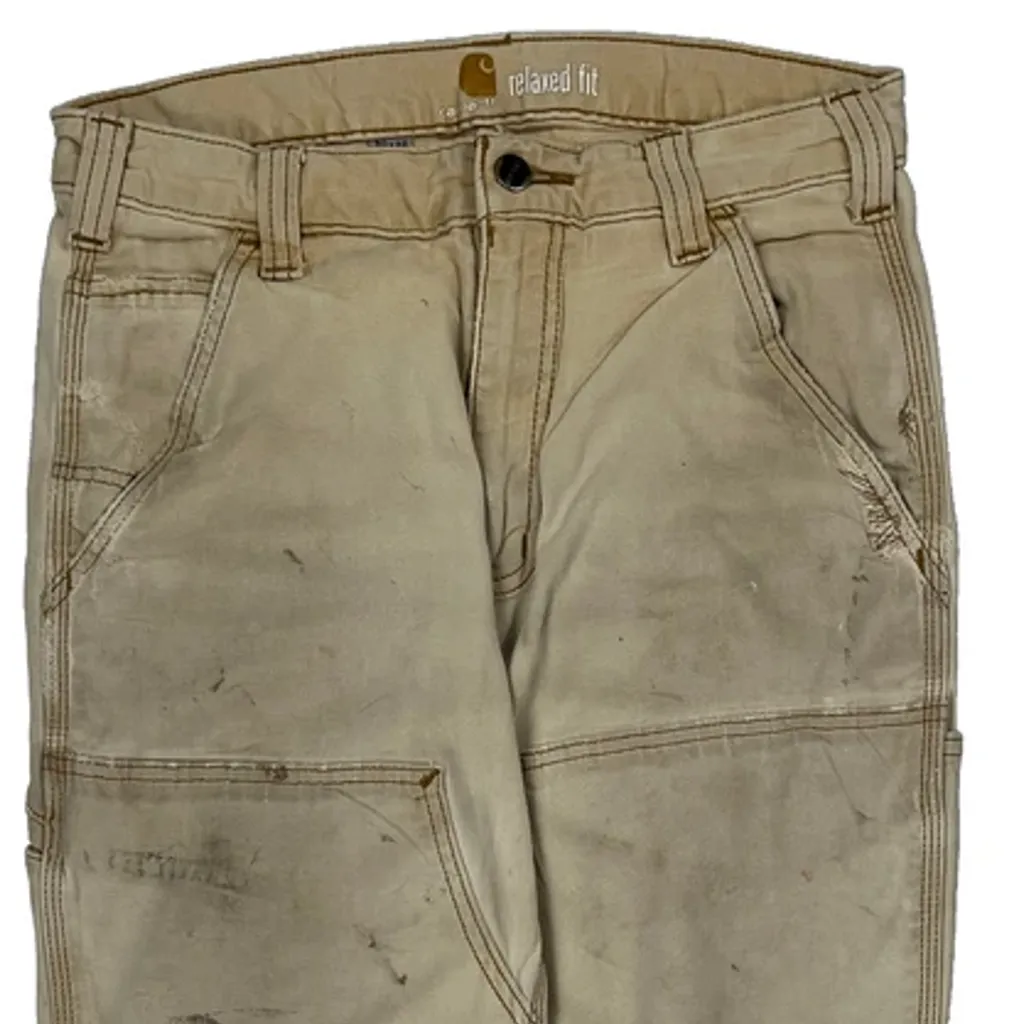 Carhartt Double Knee Carpenter Trousers - 30W 32L Beige Cotton - Image 10