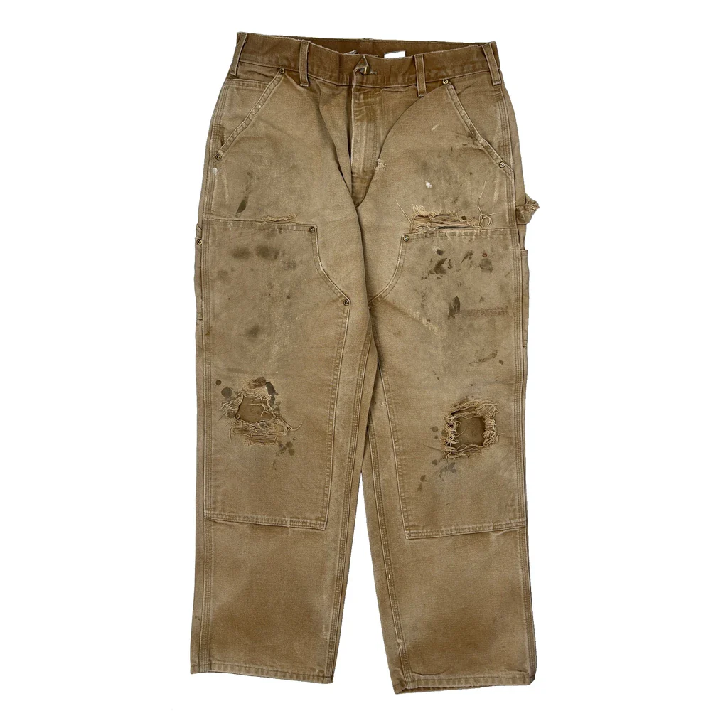 Carhartt Double Knee Carpenter Trousers - 30W 28L Beige Cotton - Image 2