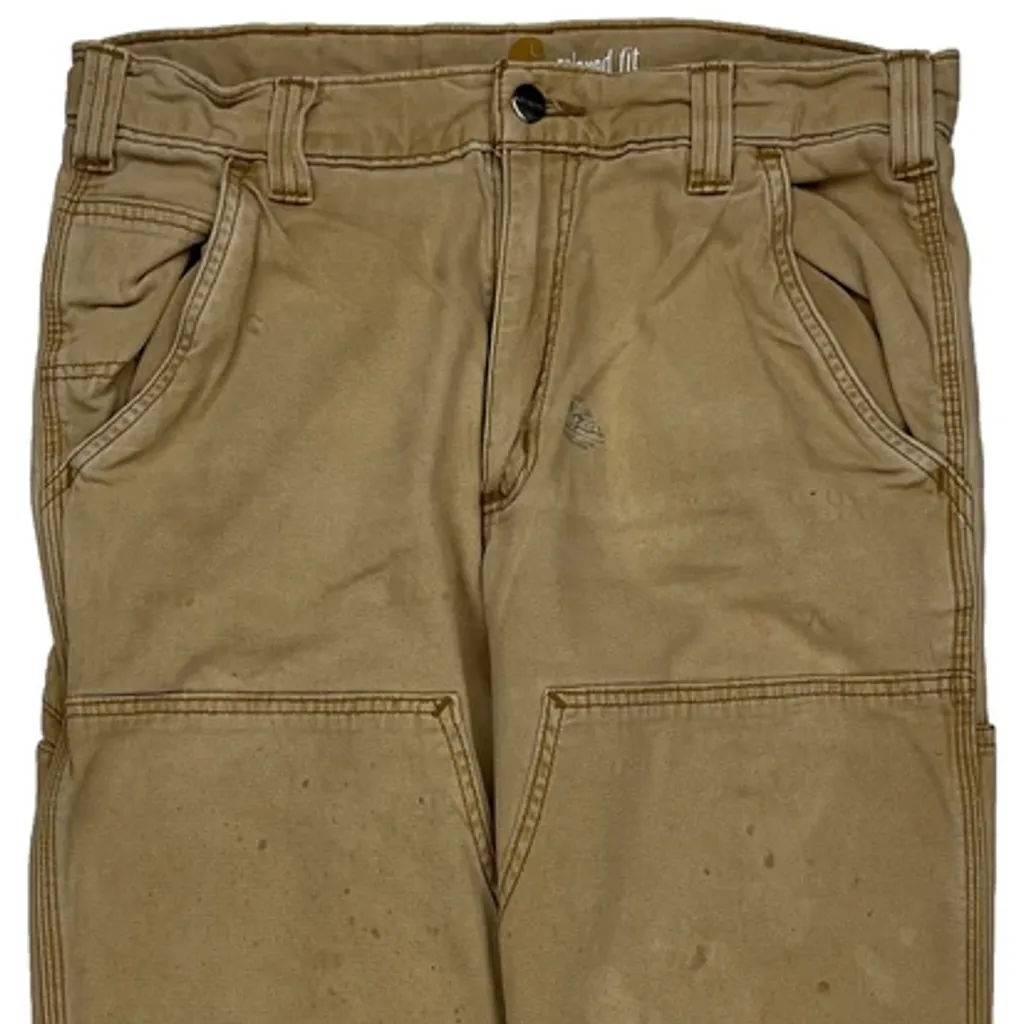 Carhartt Double Knee Carpenter Trousers - 30W 32L Beige Cotton - Image 10