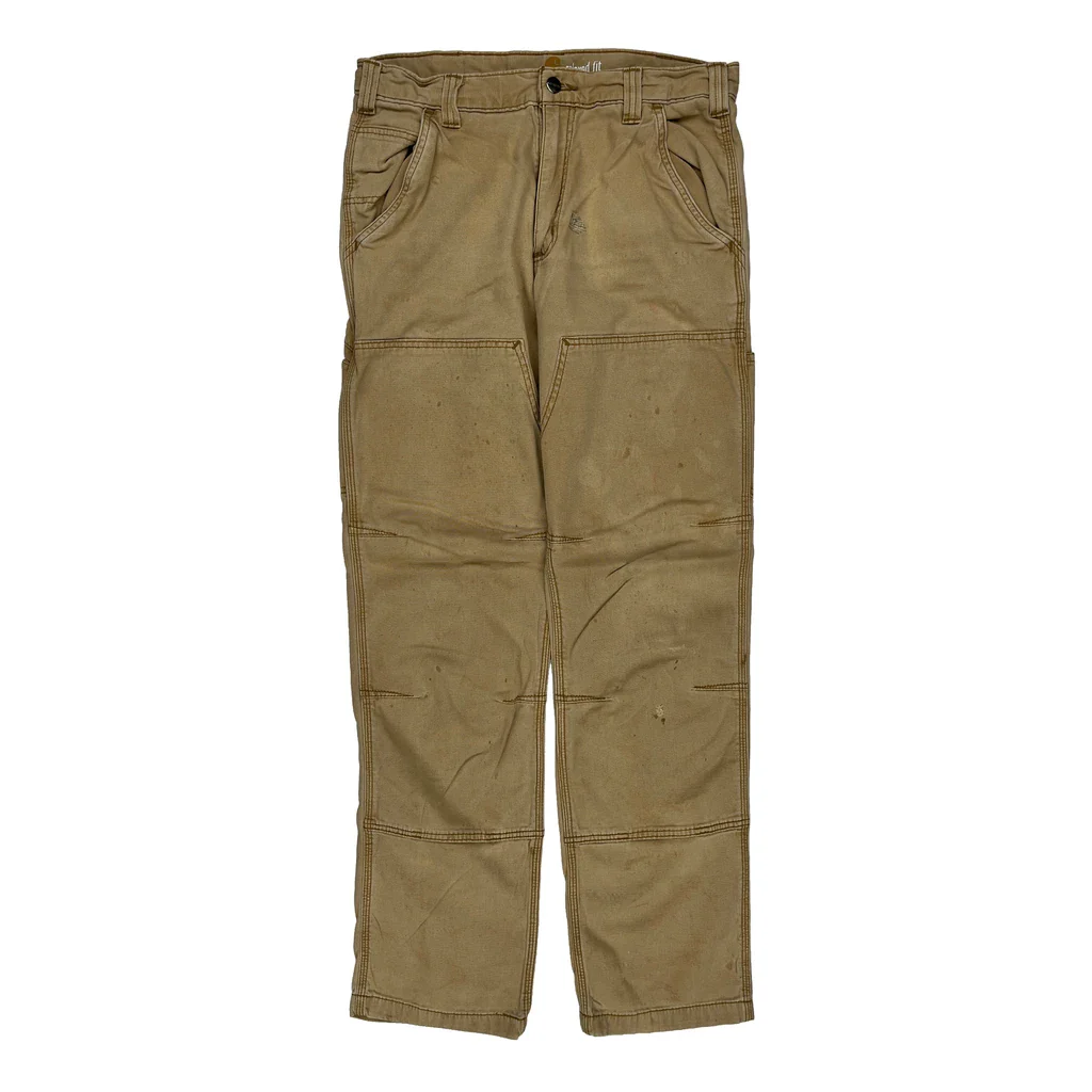 Carhartt Double Knee Carpenter Trousers - 30W 32L Beige Cotton - Image 2