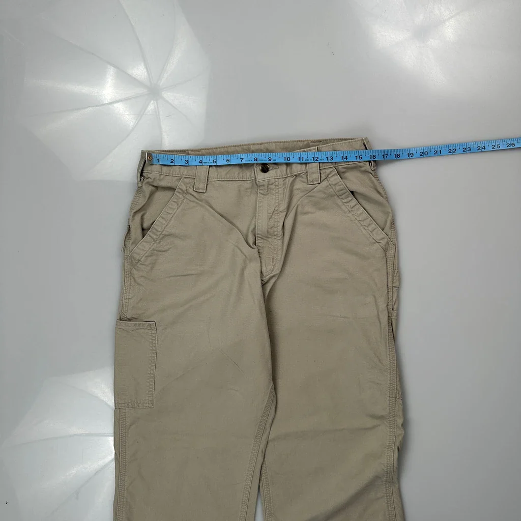 Carhartt B151 Tan Carpenter Trousers - 32W 31L Beige Cotton - Image 3