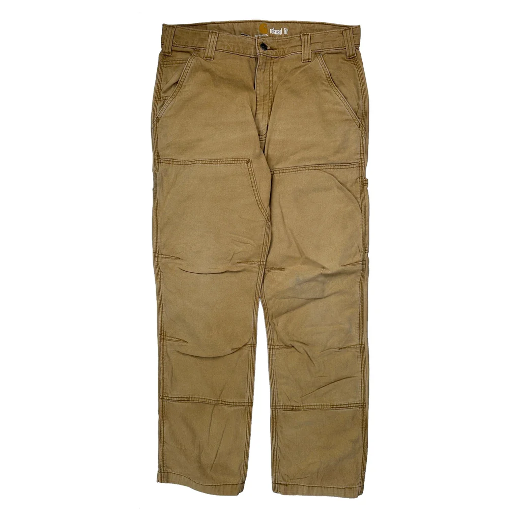 Carhartt Double Knee Carpenter Trousers - 33W 31L Beige Cotton - Image 2