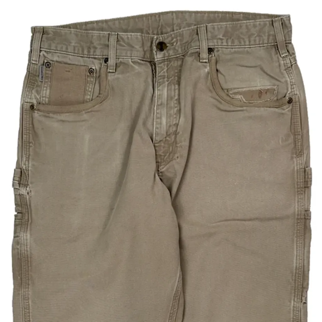 Carhartt Carpenter Trousers - 33W 33L Beige Cotton - Image 10