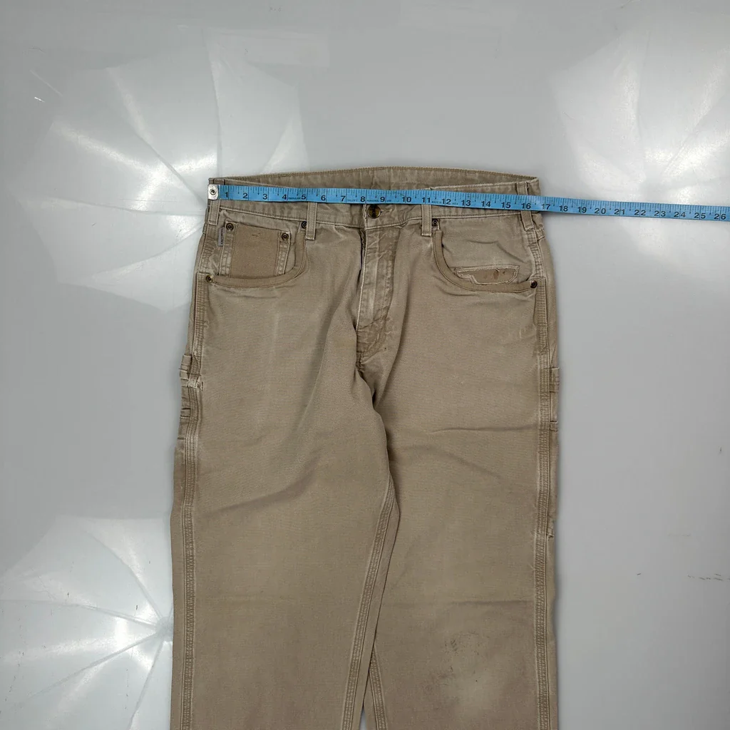 Carhartt Carpenter Trousers - 33W 33L Beige Cotton - Image 3