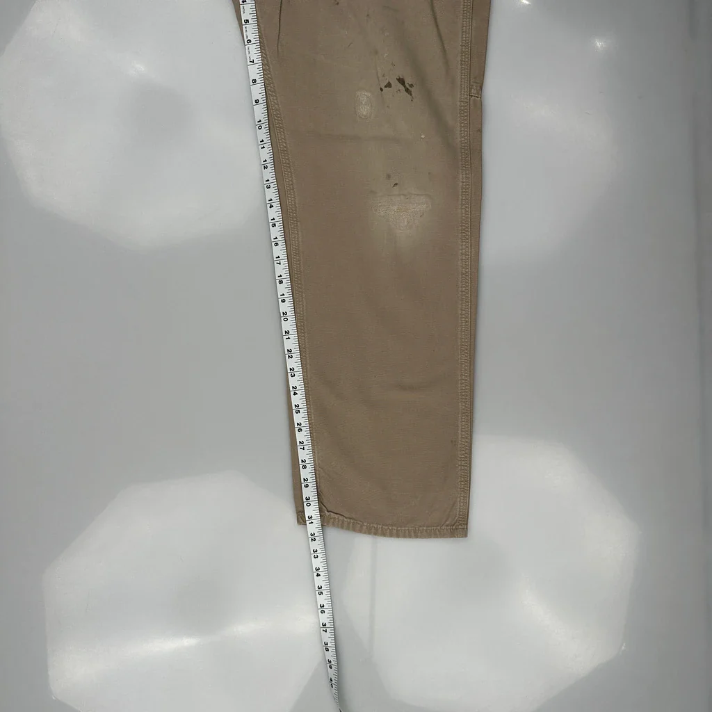 Carhartt Double Knee Carpenter Trousers - 33W 32L Beige Cotton - Image 5