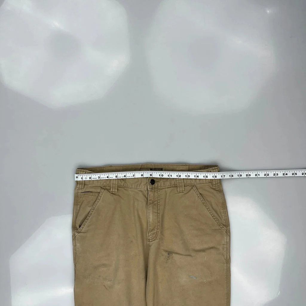 Carhartt Carpenter Trousers - 33W 32L Beige Cotton - Image 3