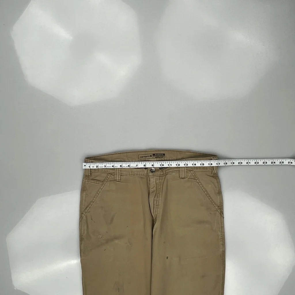 Carhartt Carpenter Trousers - 33W 33L Beige Cotton - Image 3