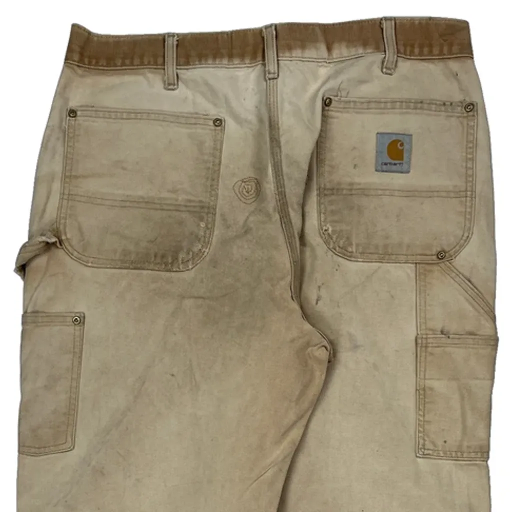 Carhartt Double Knee Carpenter Trousers - 34W 29L Beige Cotton - Image 7