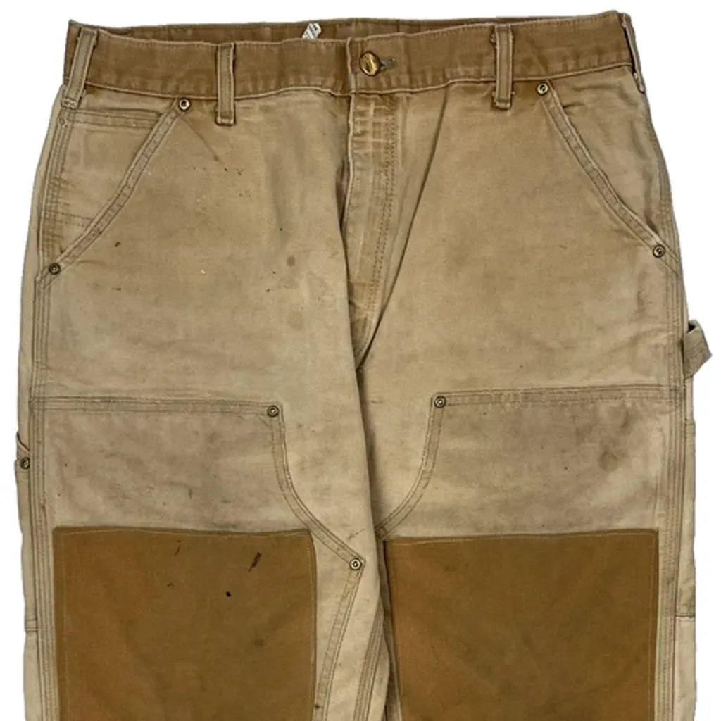 Carhartt Double Knee Carpenter Trousers - 34W 29L Beige Cotton - Image 8