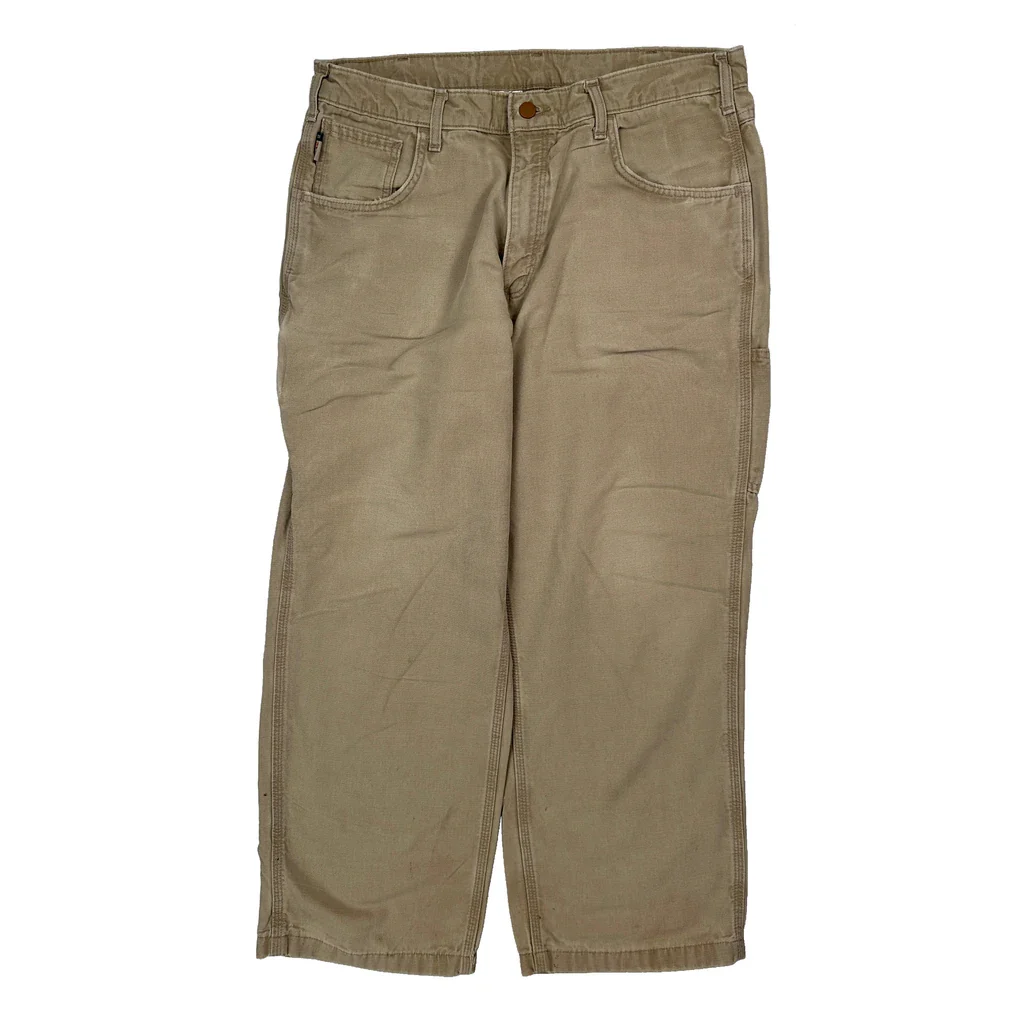 Carhartt Carpenter Trousers - 34W 28L Beige Cotton - Image 2