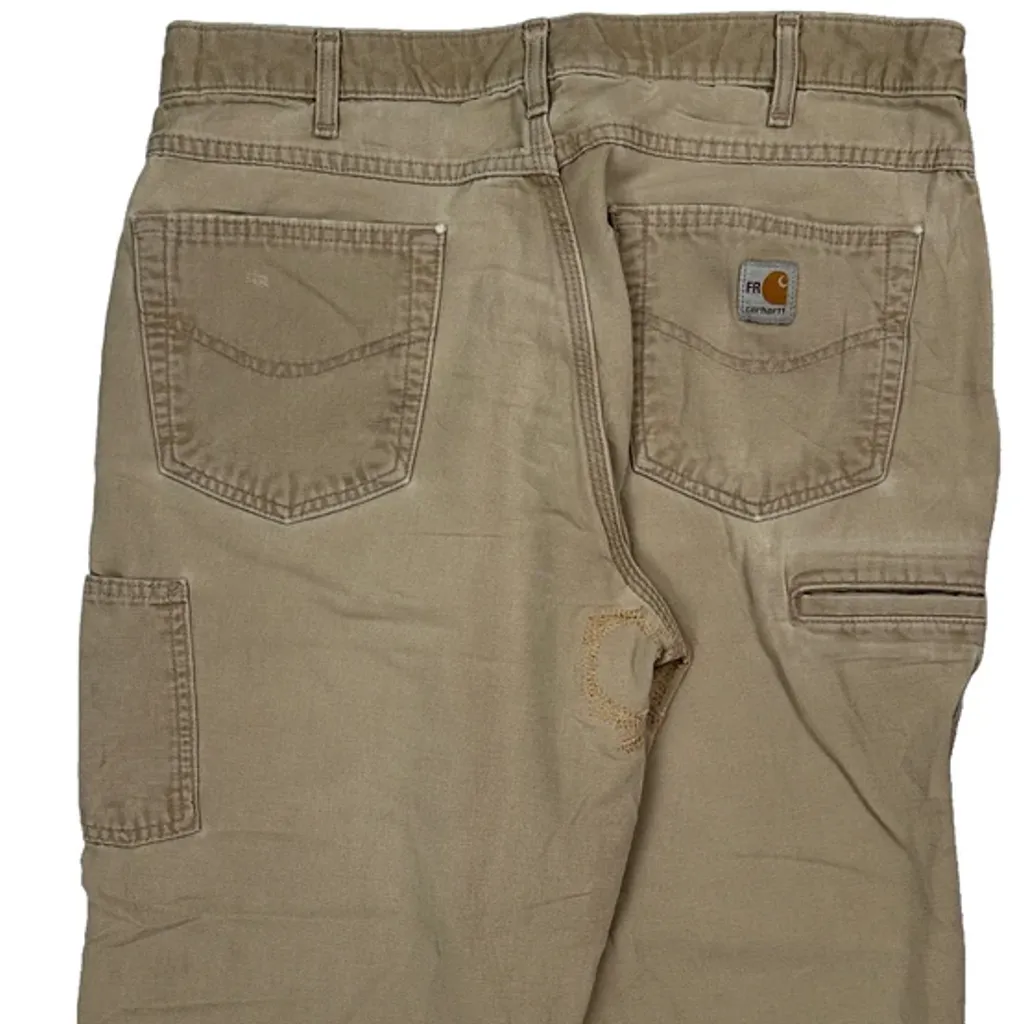 Carhartt Carpenter Trousers - 34W 28L Beige Cotton - Image 7