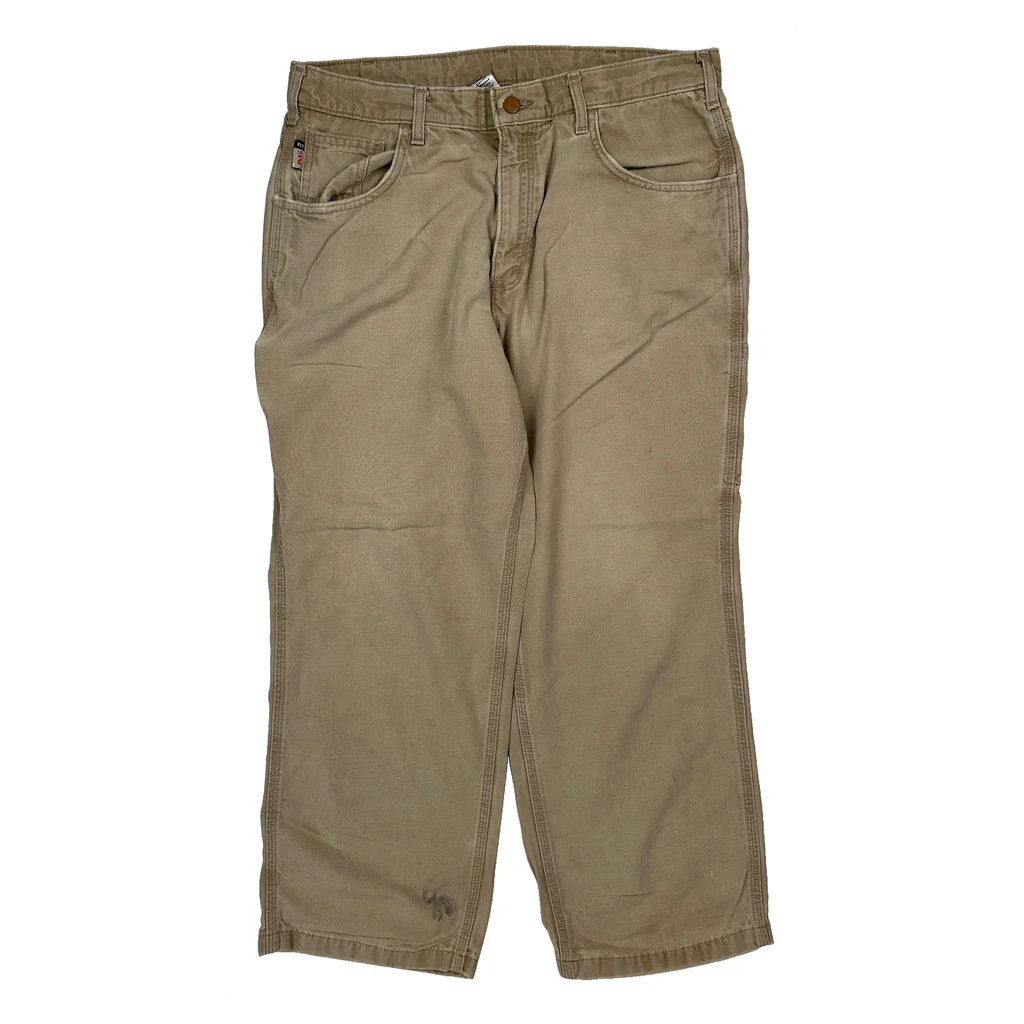 Carhartt Carpenter Trousers - 34W 28L Beige Cotton - Image 2
