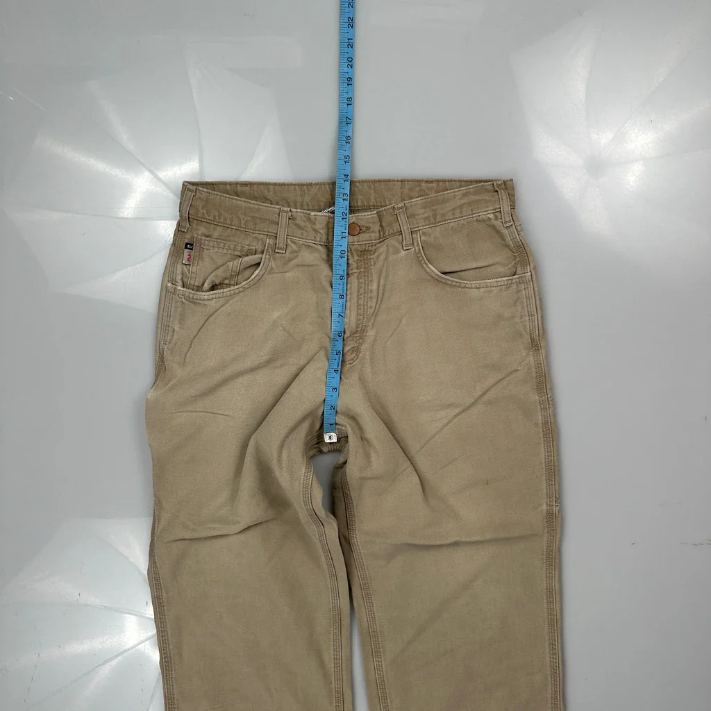 Carhartt Carpenter Trousers - 34W 28L Beige Cotton - Image 4