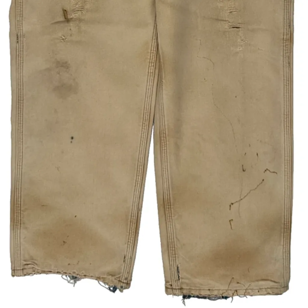 Carhartt Flannel Blanket Lined Carpenter Trousers - 34W 31L Beige Cotton - Image 10