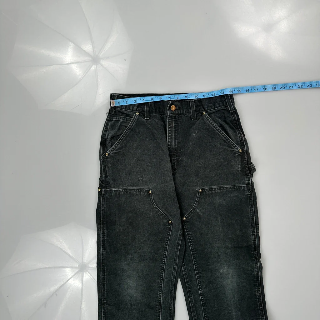 Carhartt Double Knee Carpenter Trousers - 28W 29L Black Cotton - Image 3
