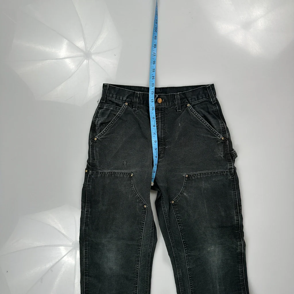 Carhartt Double Knee Carpenter Trousers - 28W 29L Black Cotton - Image 4