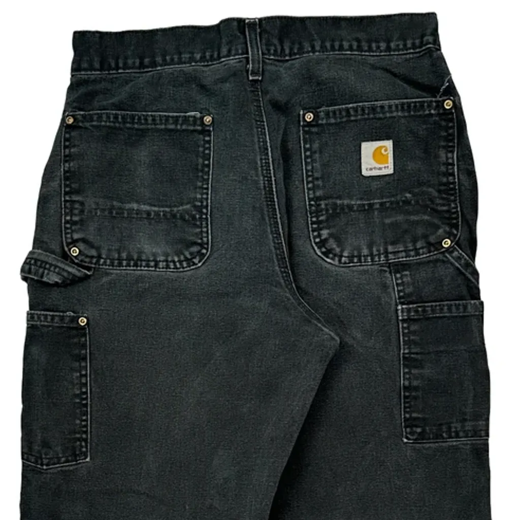 Carhartt Double Knee Carpenter Trousers - 28W 29L Black Cotton - Image 6