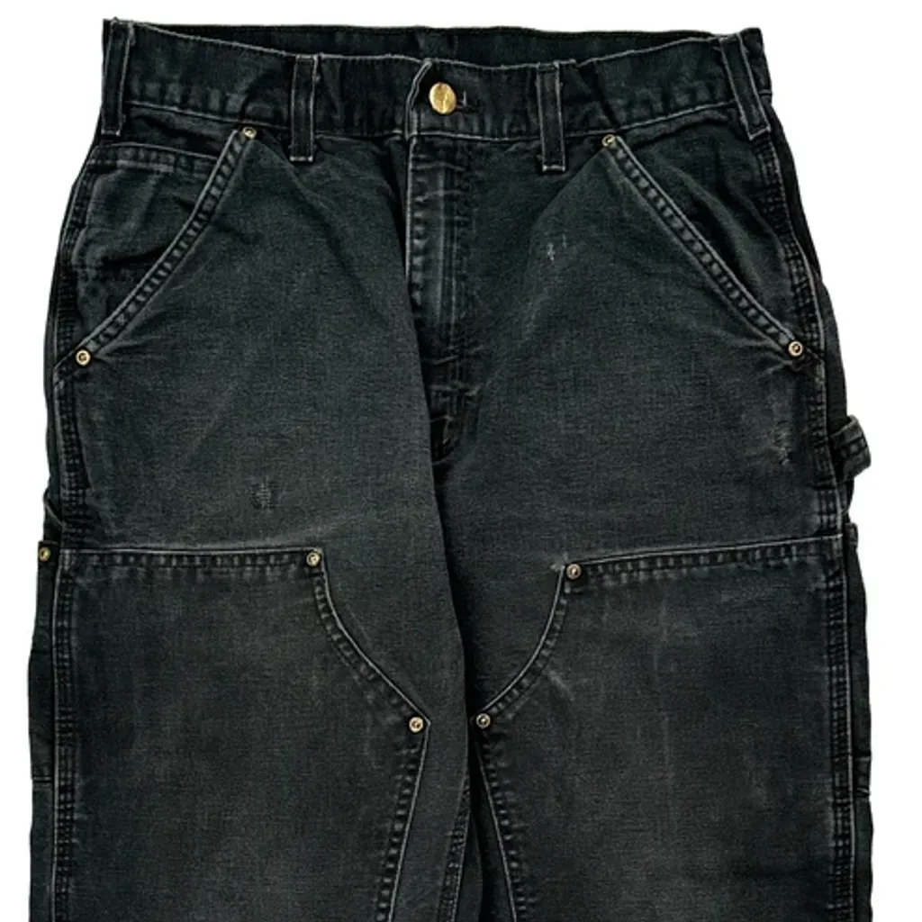 Carhartt Double Knee Carpenter Trousers - 28W 29L Black Cotton - Image 9