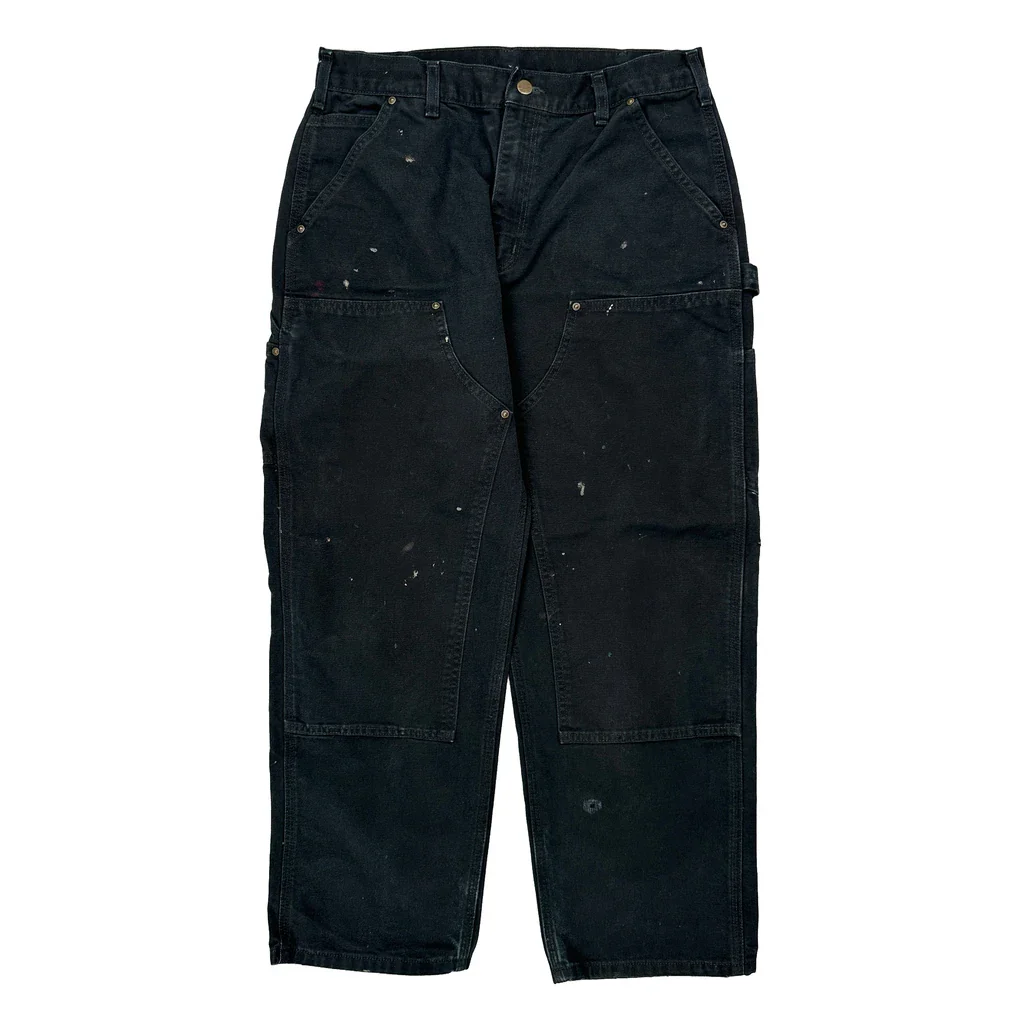 Carhartt B136 Blk Double Knee Carpenter Trousers - 32W 29L Black Cotton - Image 2