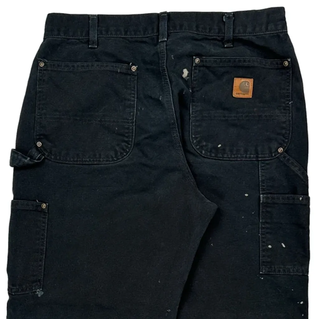 Carhartt B136 Blk Double Knee Carpenter Trousers - 32W 29L Black Cotton - Image 8
