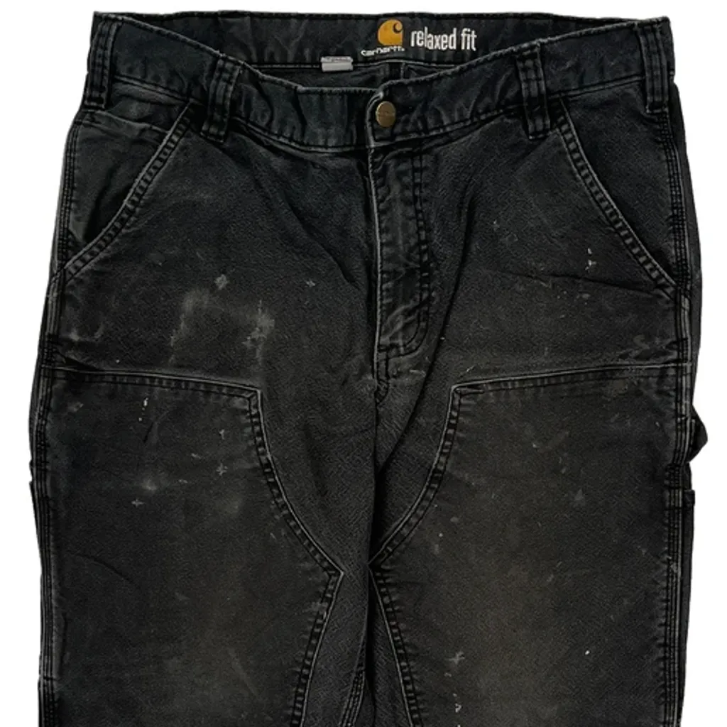 Carhartt Double Knee Carpenter Trousers - 32W 27L Black Cotton - Image 10