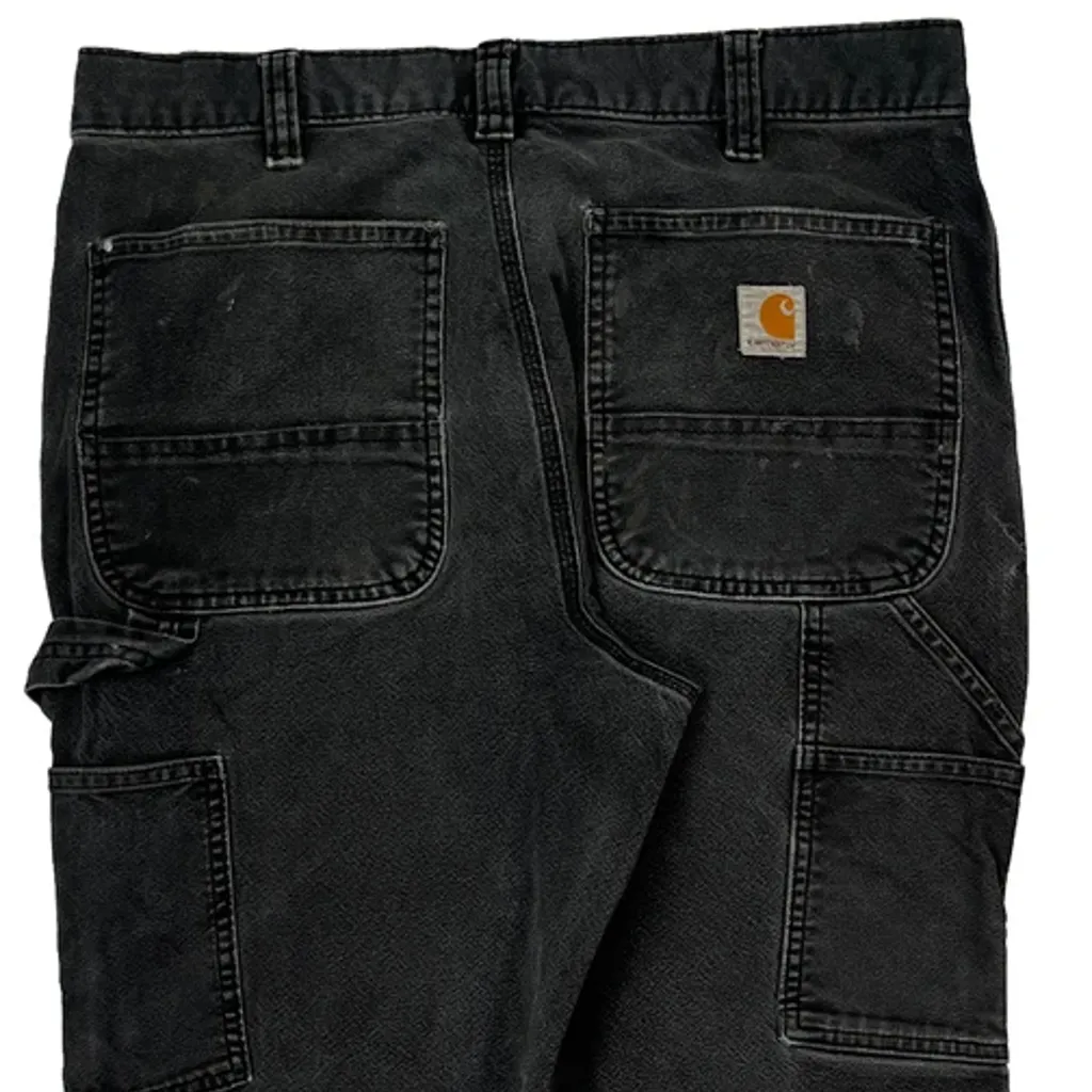 Carhartt Double Knee Carpenter Trousers - 32W 27L Black Cotton - Image 7