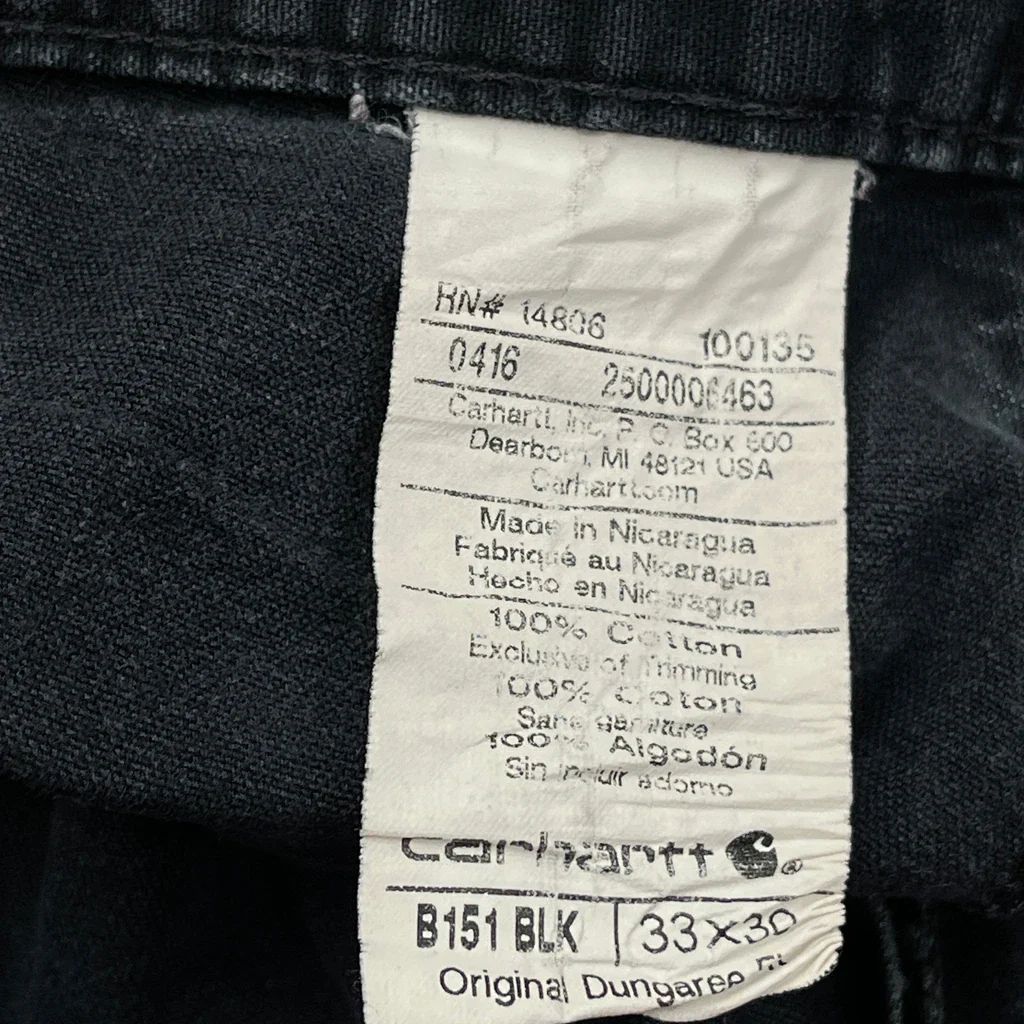 Carhartt Carpenter Trousers - 33W 29L Black Cotton - Image 6
