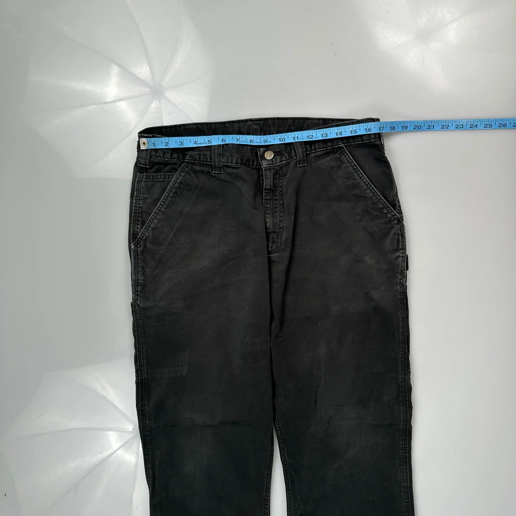Carhartt B324 Blk Carpenter Trousers - 34W 32L Black Cotton - Image 3