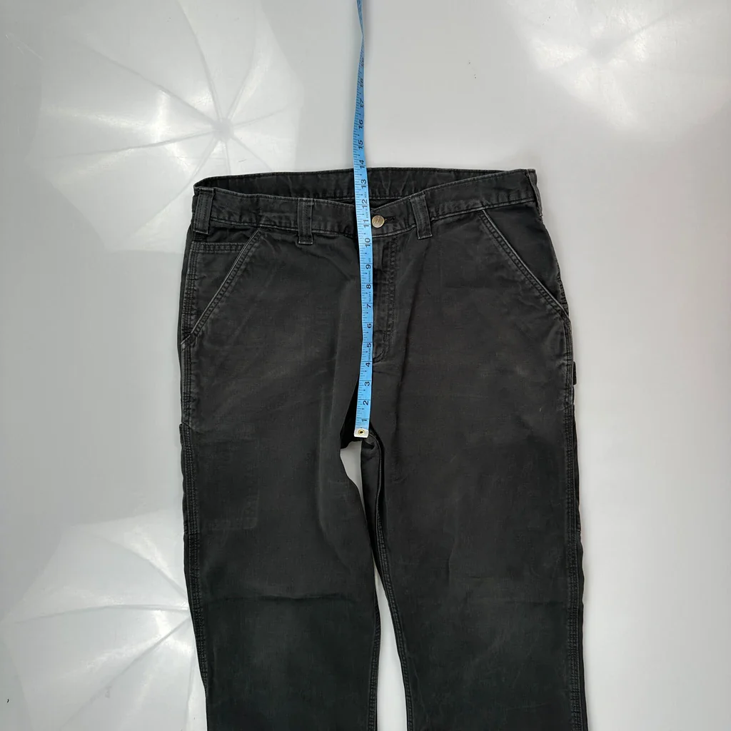 Carhartt B324 Blk Carpenter Trousers - 34W 32L Black Cotton - Image 4