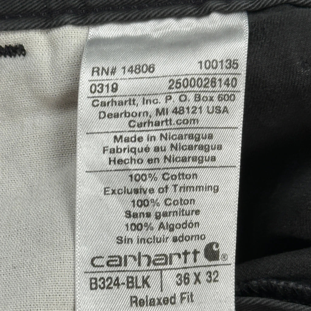 Carhartt B324 Blk Carpenter Trousers - 34W 32L Black Cotton - Image 6