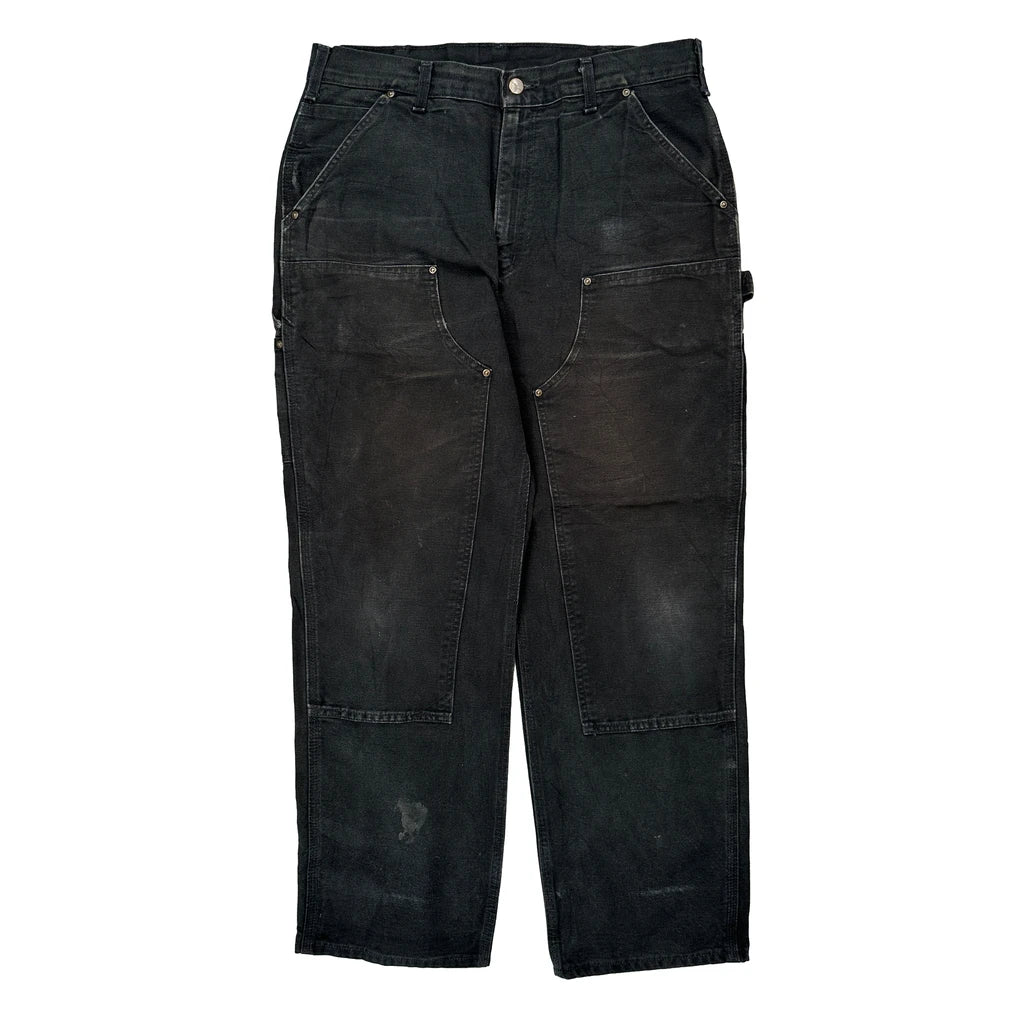 Carhartt B136 Blk Double Knee Carpenter Trousers - 34W 31L Black Cotton - Image 2