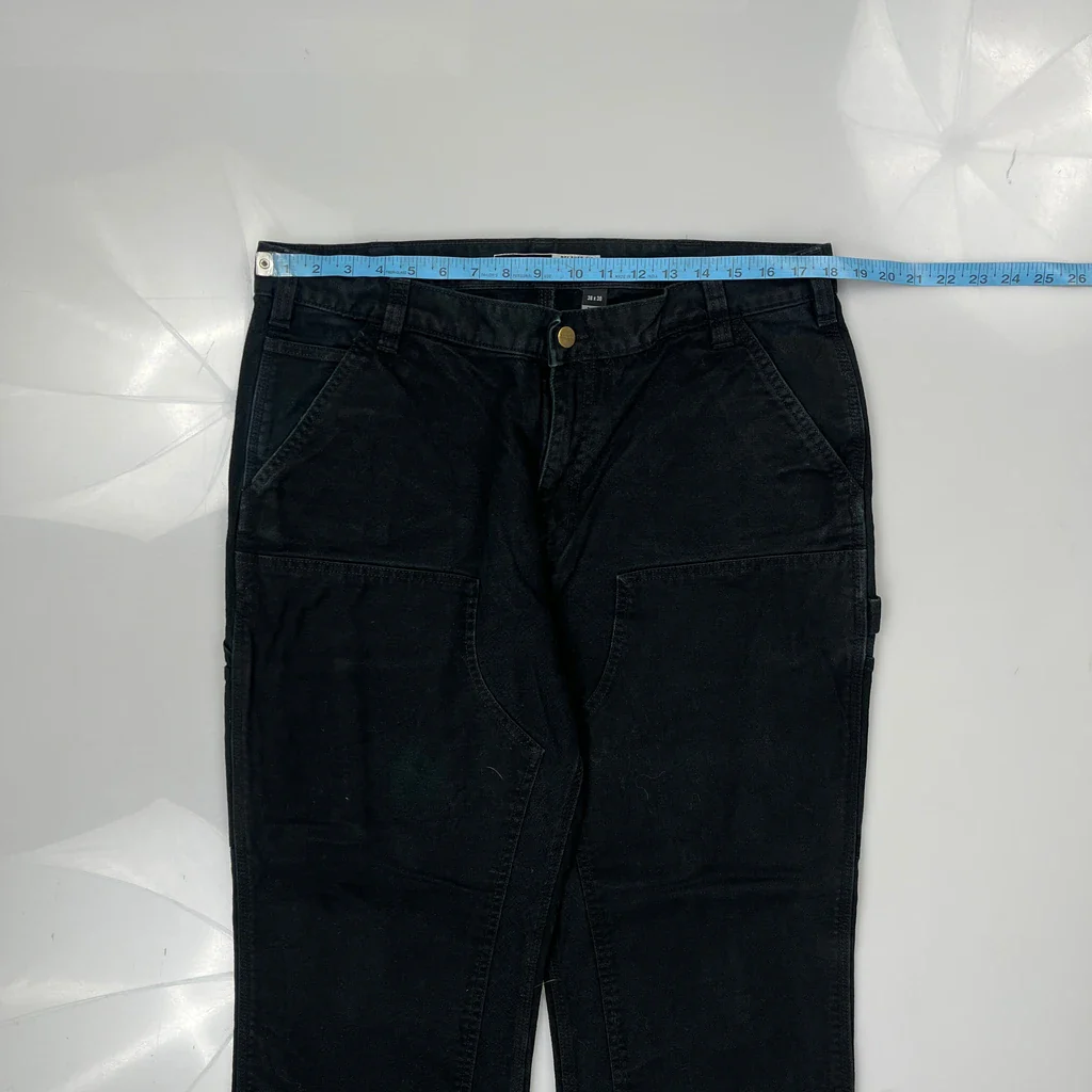 Carhartt Double Knee Carpenter Trousers - 36W 29L Black Cotton - Image 3
