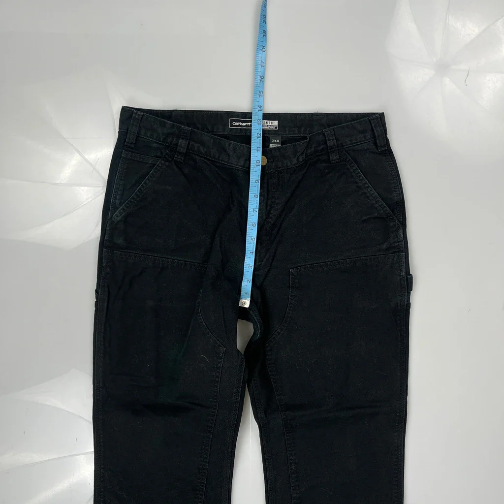 Carhartt Double Knee Carpenter Trousers - 36W 29L Black Cotton - Image 4
