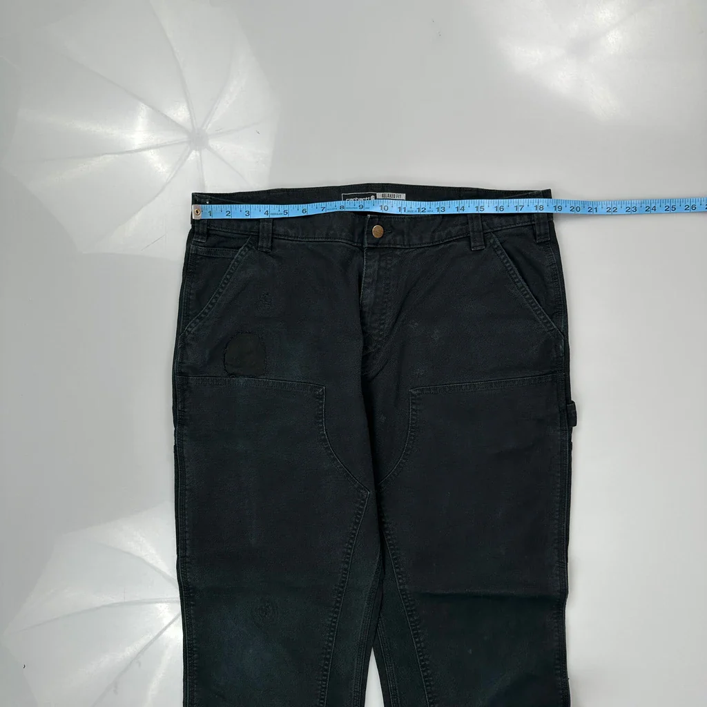 Carhartt Double Knee Carpenter Trousers - 37W 31L Black Cotton - Image 3