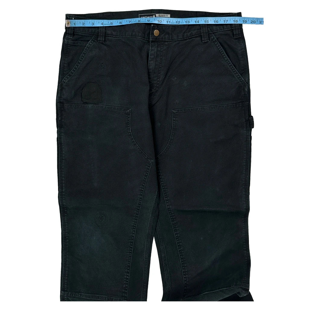 Carhartt Double Knee Carpenter Trousers - 37W 31L Black Cotton - Image 2