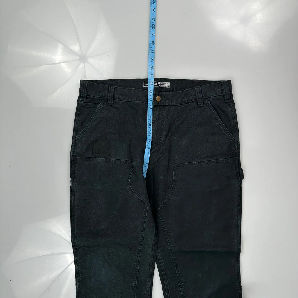 Carhartt Double Knee Carpenter Trousers - 37W 31L Black Cotton - Image 4