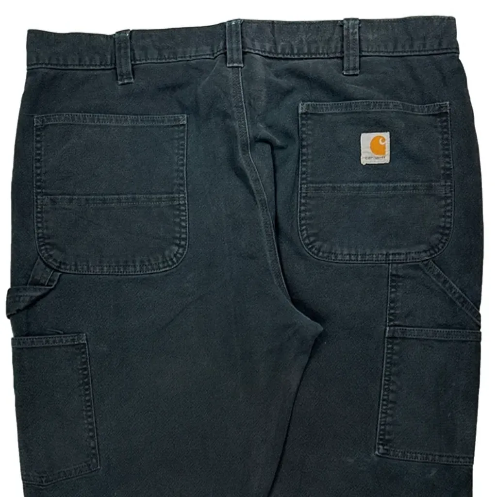 Carhartt Double Knee Carpenter Trousers - 37W 31L Black Cotton - Image 8