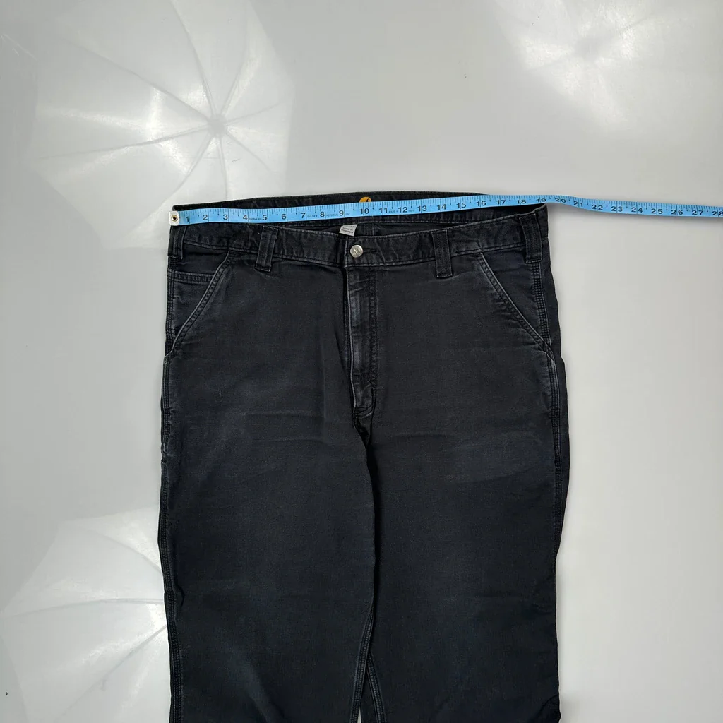 Carhartt Carpenter Trousers - 38W 28L Black Cotton - Image 3