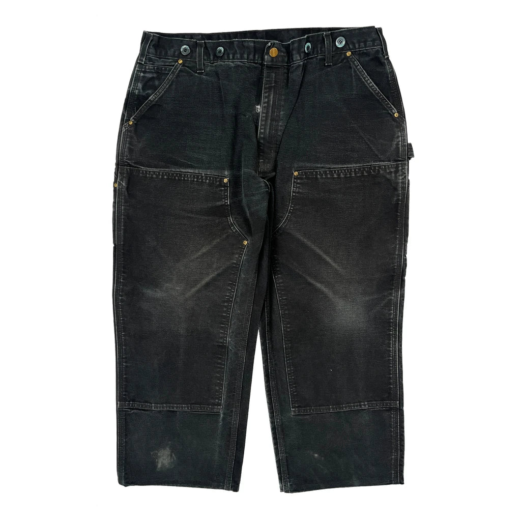 Carhartt Double Knee Carpenter Trousers - 38W 25L Black Cotton - Image 2