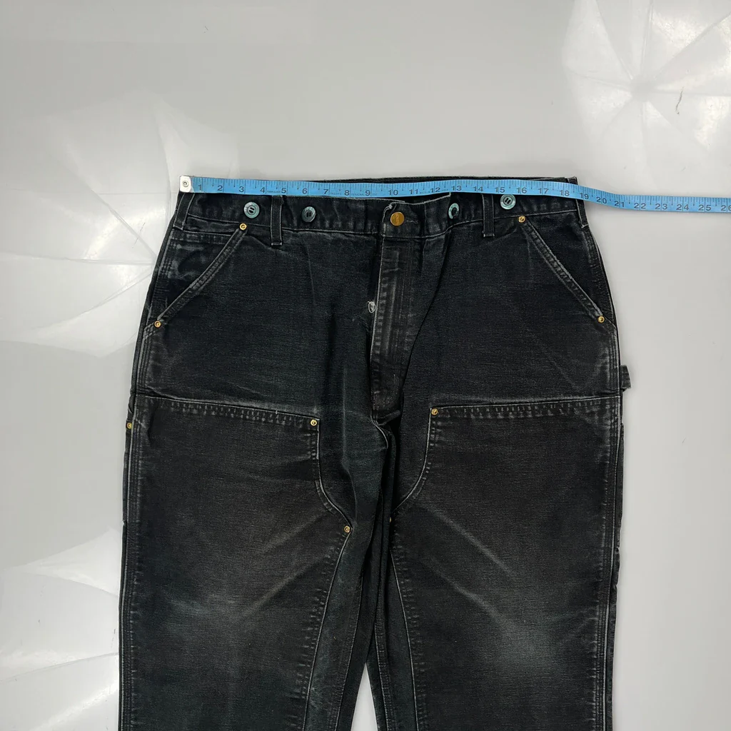 Carhartt Double Knee Carpenter Trousers - 38W 25L Black Cotton - Image 3