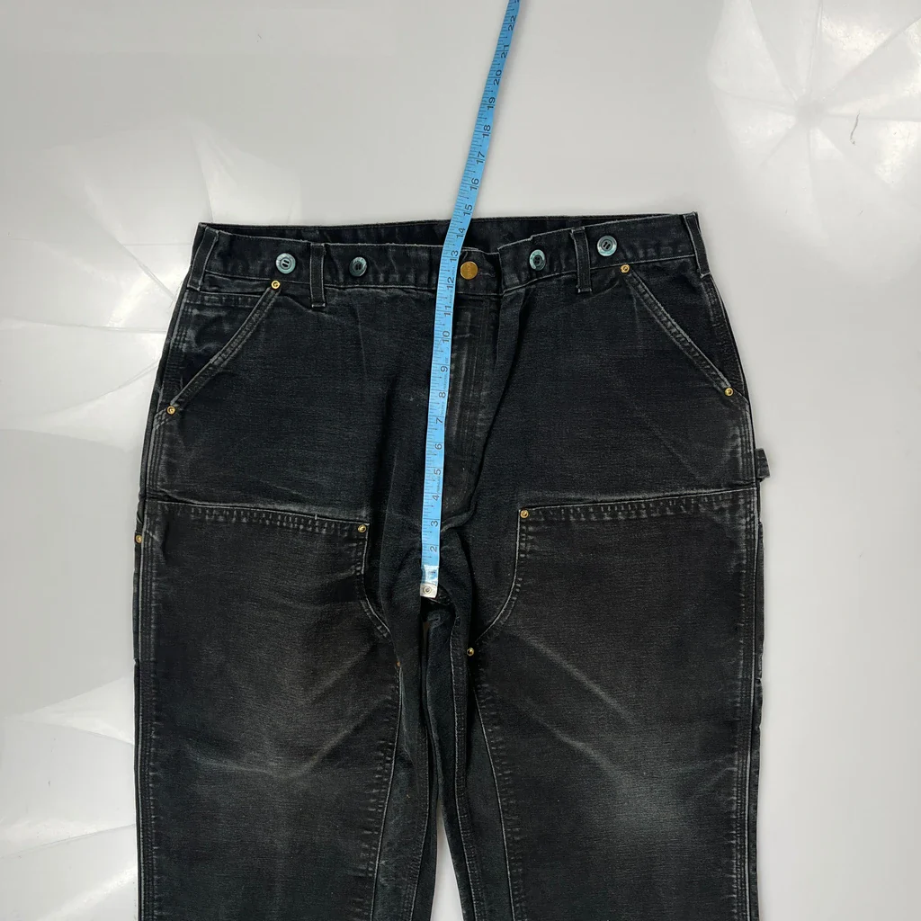 Carhartt Double Knee Carpenter Trousers - 38W 25L Black Cotton - Image 4