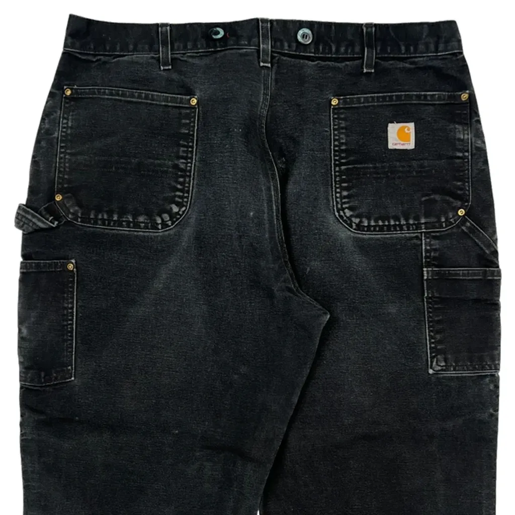 Carhartt Double Knee Carpenter Trousers - 38W 25L Black Cotton - Image 7