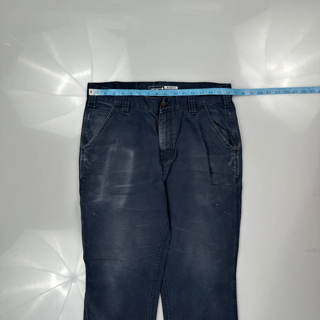 Carhartt Carpenter Trousers - 32W 28L Blue Cotton - Image 3