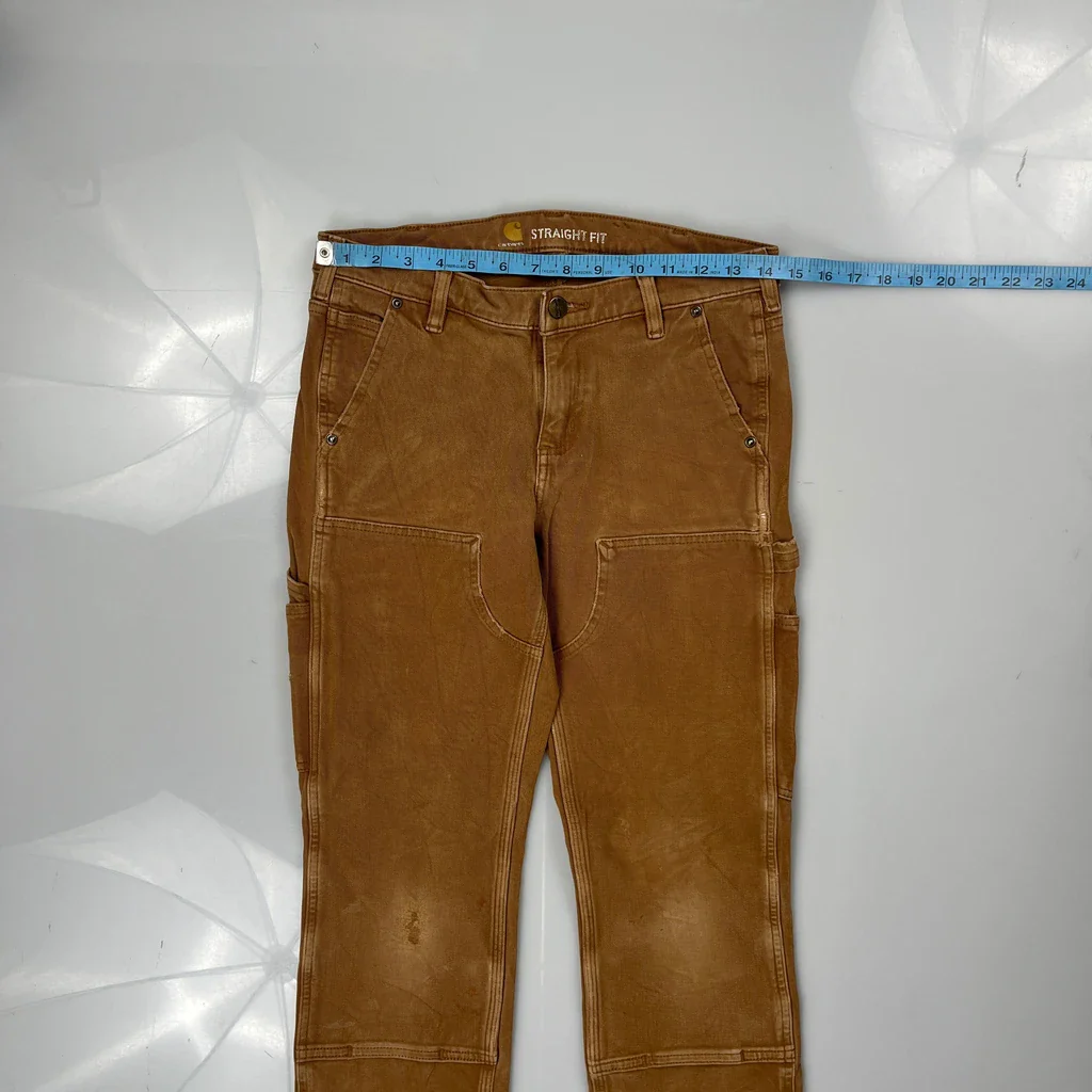 Carhartt Double Knee Carpenter Trousers - 30W 30L Brown Cotton - Image 3