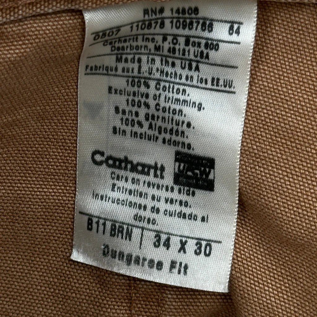Carhartt B11 Brn Carpenter Trousers - 32W 30L Brown Cotton - Image 7