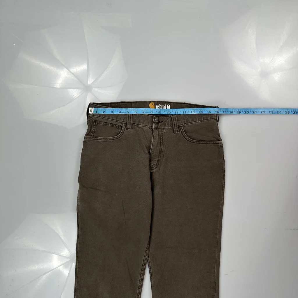 Carhartt Carpenter Trousers - 32W 28L Brown Cotton - Image 3