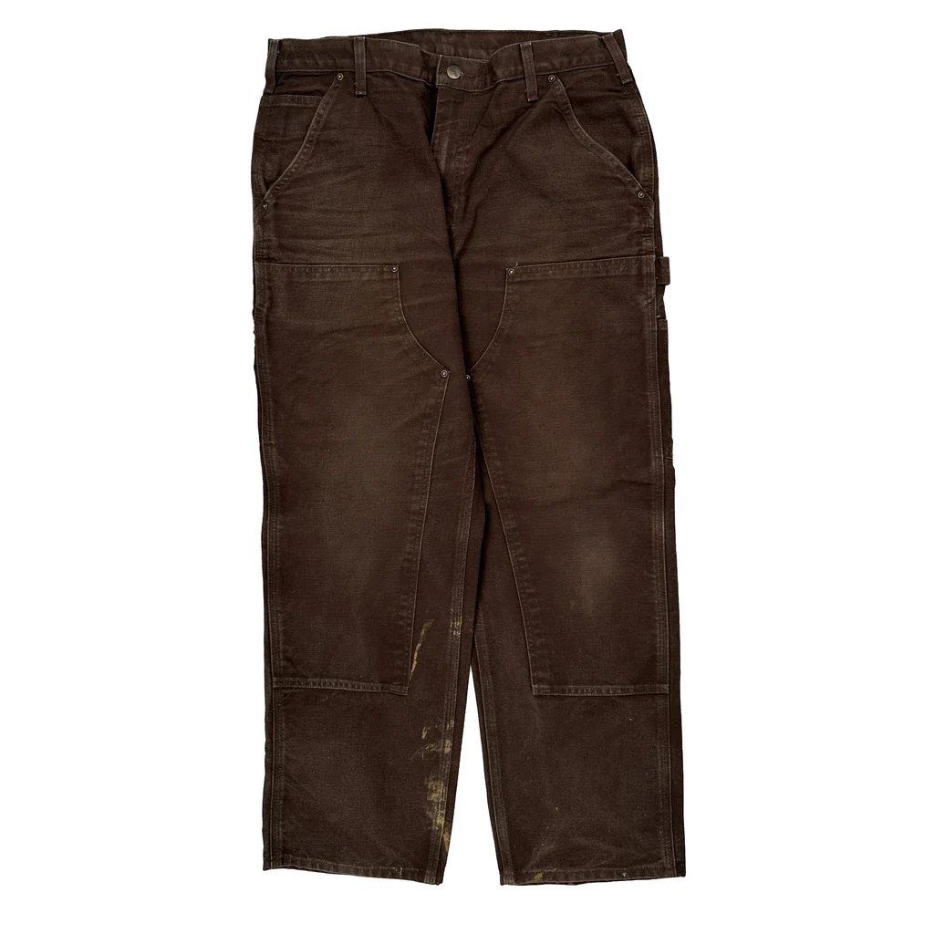 Carhartt Double Knee Carpenter Trousers - 33W 30L Brown Cotton - Image 2