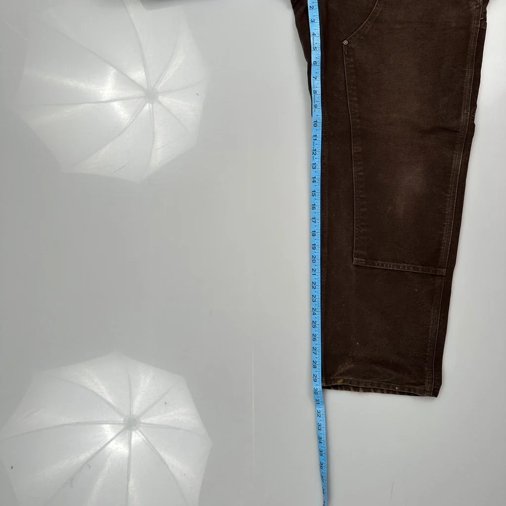 Carhartt Double Knee Carpenter Trousers - 33W 30L Brown Cotton - Image 4