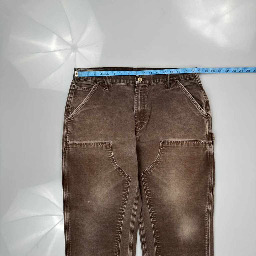 Carhartt B136 Dkb Double Knee Carpenter Trousers - 34W 29L Brown Cotton - Image 3