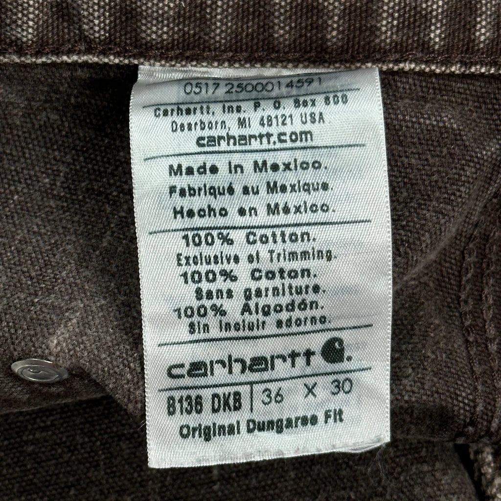 Carhartt B136 Dkb Double Knee Carpenter Trousers - 34W 29L Brown Cotton - Image 6